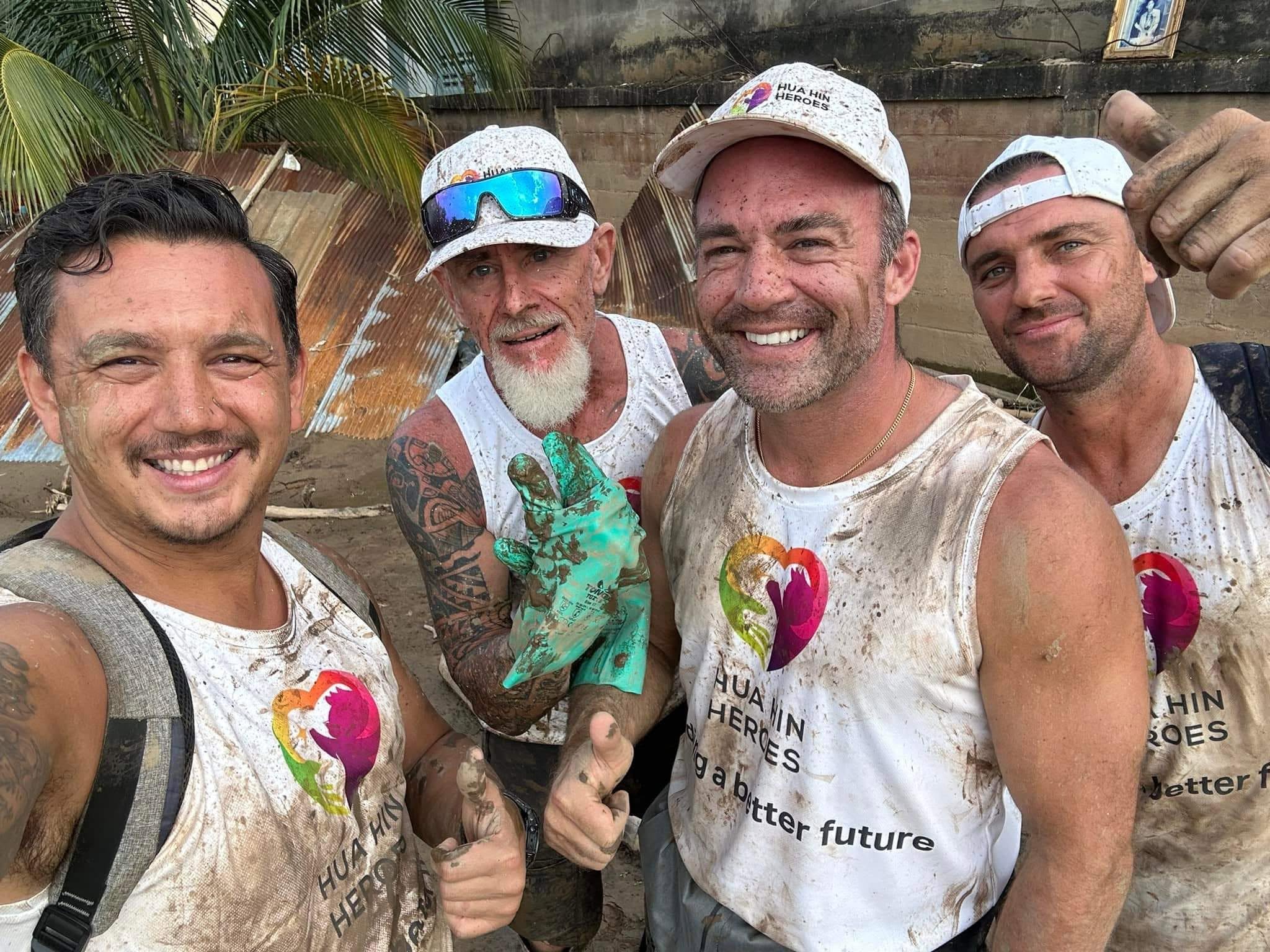 Volunteers on the flood clean-up